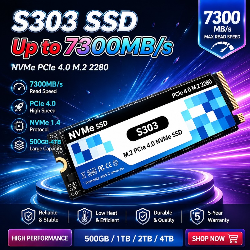 SSD interno S303 M.2 NVMe, 500 - M.2 Nvme 4Tb Pcie 4.0 Ssd avaliação e preço